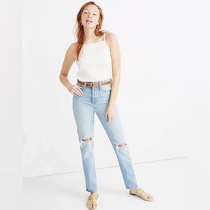Madewell classic straight full length distressed jeans